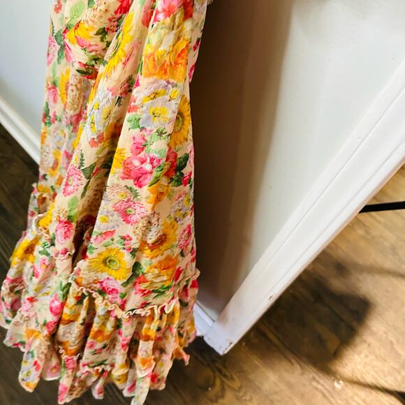 Mac Duggal 9174 Long Formal Multicolored Floral Print Chiffon Gown Dress Size 10 - Picture 16 of 16